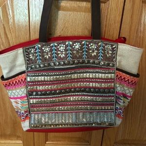 Big Buddha beaded tote bag plus free medium makeup bag.